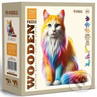 Dřevěné puzzle Duhová kočka (250 dílků) - puzzle z kategorie Zvířata