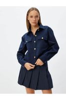 Koton Gabardine Shirt Classic Collar Long Sleeve Pocket Detail Buttoned