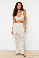 Trendyol Stone Openwork/Perforated Bohemian Wide Leg Trousers