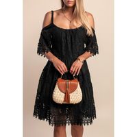 Schulterfreies Sommer-Minikleid Mit Spitzendetails, Florida, Schwarz