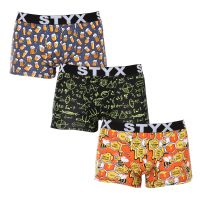 3PACK pánské boxerky Styx art sportovní guma vícebarevné (3G13724) XL