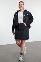 Trendyol Curve Anthracite More Sustainable Striped Mini Plus Size Denim Skirt