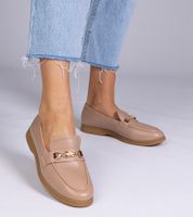 marka niezdefiniowana Brown loafers with gold decoration Feola