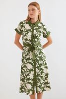 Bigdart 2455 Patterned Shirt Dress - Khaki