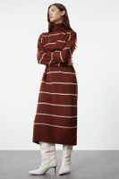 Trendyol Brick Maxi Knitwear Wide Pattern Soft Texture Dress