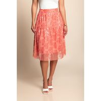 Midirock Mit Blumenmuster, Koralle