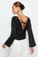 Trendyol Black Back Detailed Satin Woven Blouse