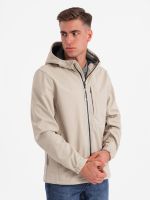 Ombre Men's SOFTSHELL jacket with fleece center - sand