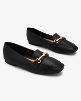 Resti Black women's moccasins with gold embellishment Olerika