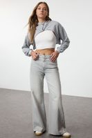 Trendyol Grey Melange Knitted Sweatshirt