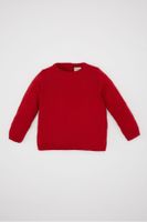 DEFACTO Baby Girl Red Pink Crew Neck Basic Plain Knitwear Sweater X8187a224au