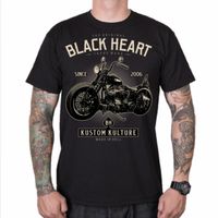Herren T-Shirt BLACK HEART - MOTOR CYCLE - SCHWARZ M