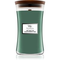 Woodwick Mint Leaves & Oak ароматна свещ с дървен фитил 609,5 гр.