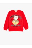 Koton Sweatshirt Crew Neck Cat Printed