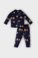 DEFACTO Baby Boy Pajama Set Christmas Themed Long Sleeve Top Elastic Waist Long Bottom