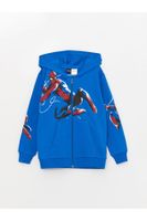 LC Waikiki Lcw Boys Hooded Spiderman Printed Long Sleeve Zipper Sweatshirt