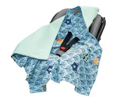 Medi Partners Baby carrier wrap – blanket with hood 85x85 cm – Waffle – Forest + mint Waffle