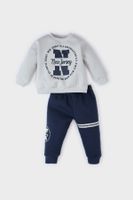 DEFACTO Baby Boy 2-Piece Set Crew Neck Printed Sweatshirt Elastic Waist Tracksuit Bottoms