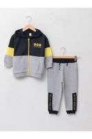 LC Waikiki 2-Piece Hooded Long Sleeve Printed Baby Boy Zippered Sweatshirt and Jogger Pants