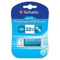 Verbatim USB flash disk, USB 2.0, 32GB, PinStripe, Store N Go, modrý, 49057, USB A, s výsuvným konektorem