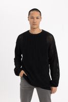 DEFACTO Regular Fit Crew Neck Crochet Hole Knitwear Sweatshirt