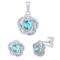 Silvego Stříbrný set šperků ROSALYN s pravým Topazem Swiss a Brilliance Zirconia JJJS0088TS (náušnice, přívěsek)