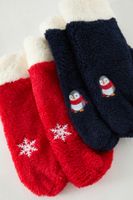 Trendyol Navy Blue-Multicolored 2-Pack New Year Themed Embroidered Terry Knitted Socks