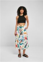 Women's viscose midi skirt white, sand and fruit