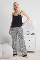 Trendyol Black Ethnic Viscose Jersey Knitted Pajama Set