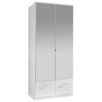 MID.YOU ŠATNÍ SKŘÍŇ SE ZRCADLEM, bílá, 90/199/58 cm