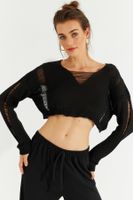 Cool & Sexy Women's Black Knitwear Crop Top