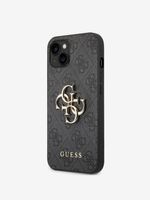 Guess PU 4G Metal Logo iPhone 14 Plus Grey Etui za telefon ljubičasta