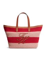 TOMMY HILFIGER Shopper torba 'Woven Stripe Logo Appliqué Tote'  svijetlosmeđa / roza / crvena