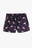 Koton Boys' Flamingo Printed Tie Waist Beach Shorts 3skb00037bw