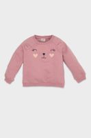 DEFACTO Baby Girl Crew Neck Printed Soft Furry Thin Sweatshirt