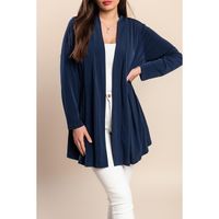 Plus Size Kardigan Dugih Rukava, Tamnoplave Boje