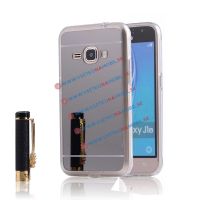 Zrcalni silikonski ovitek Samsung Galaxy J1 2016 črn