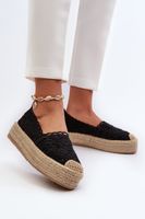 FB1 Női fekete csipke platform Espadrilles Elarose