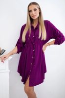 Kesi Włoski Dress with button closure and tie at the waist dark purple