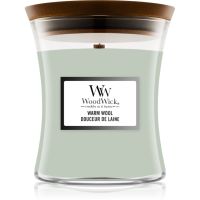 Woodwick Warm Wool vonná svíčka s dřevěným knotem 275 g