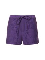 Cotton Guipure Lace Mini Shorts