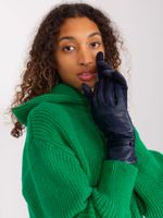 Navy Blue Women's Buttoned Gloves