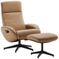 Livetastic RELAXAČNÍ KŘESLO S TABURETEM, textil, kůže, šedohnědá