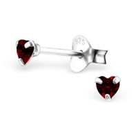Olivie Strieborné náušnice SRDCE GARNET RED 3mm 0730