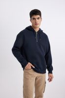 DEFACTO Oversize Fit Hooded Half Zip Sweatshirt