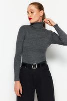 Trendyol Anthracite Couple Basic Turtleneck Knit Sweater