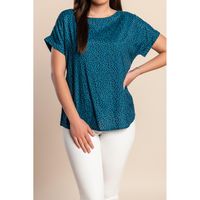 Plus Size Bluse Mit Print, Petrol