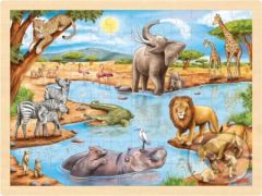 Africká savana (Dřevěné puzzle) - puzzle z kategorie Maxi dílky