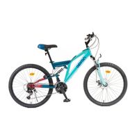 Juniorské celoodpružené kolo Olpran Culex ALU 24" - model 2026 15" (150-165 cm) modrá/červená