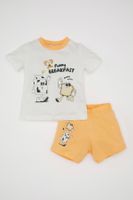 DEFACTO Baby Boy Printed Short Sleeve Combed Cotton Pajama Set with Shorts